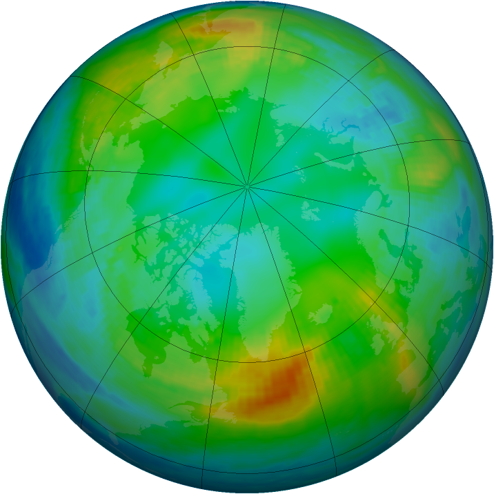 Arctic ozone map for 15 November 1986